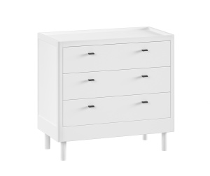 Set Complet Mobilier Cameră Bebelus Forrest Beech, din Lemn Masiv de Fag, Alb: Pătuț (70x140 cm), Comodă cu 3 Sertare, Suport de Înfășat și Dulap cu 3 Uși – Vipack - Img 10