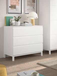 Set Complet Mobilier Cameră Copii EVA: Pat 90x200 cm, Noptieră, Dulap 2 Uși și Comodă, Alb – Vipack - Img 2