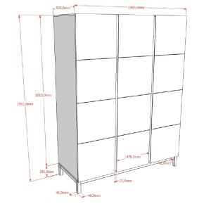 Set Complet Mobilier Cameră Copii Eva: Pat 90x200 cm, Noptieră, Dulap 3 Uși și Birou cu Sertare, Alb – Vipack - Img 13