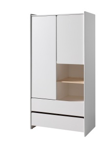 Set Complet Mobilier Kiddy pentru Camera Copii – Pat 90x200 cm, Noptieră, Dulap 2 Uși, Birou și Bibliotecă – Alb – Vipack - Img 11