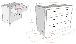 Set Mobilier Cameră Bebelus Forrest Beech, din Lemn Masiv de Fag, Alb: Pătuț (60x120 cm), Comodă cu 3 Sertare și Dulap cu 2 Uși – Vipack - Img 2