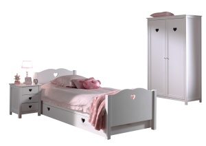 Set Mobilier Cameră Copii AMORI, 3 Piese, Alb, Stil Romantic – Vipack - Img 2