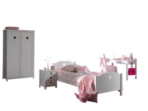 Set Mobilier Cameră Copii AMORI, 4 Piese, Alb, Stil Romantic – Vipack - Img 2
