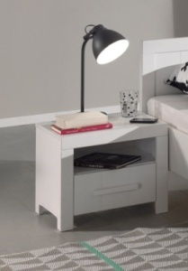 Set Mobilier Cameră Copii ERIK: Pat 90x200 cm, Dulap 2 Uși, Birou, Noptieră și Sertar, Alb – Vipack - Img 5