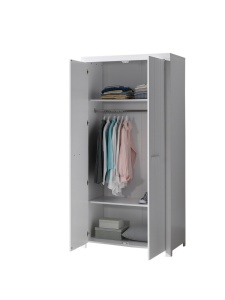 Set Mobilier Cameră Copii ERIK: Pat 90x200 cm, Dulap 2 Uși, Birou, Bibliotecă și Noptieră, Alb – Vipack - Img 12