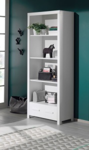 Set Mobilier Cameră Copii ERIK: Pat 90x200 cm, Dulap 2 Uși, Birou, Bibliotecă și Noptieră, Alb – Vipack - Img 3