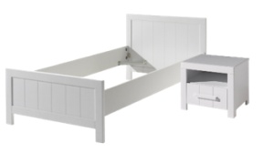 Set Mobilier Cameră Copii ERIK: Pat 90x200 cm și Noptieră, Alb – Vipack - Img 4