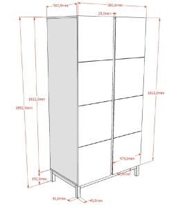 Set Mobilier Cameră Copii EVA: Pat 90x200 cm, Noptieră și Dulap 2 Uși, Alb – Vipack - Img 11