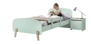 Set Mobilier Kiddy pentru Camera Copii – Pat 90x200 cm, Noptieră & Bară Siguranță – Verde Mentă – Vipack - Img 2
