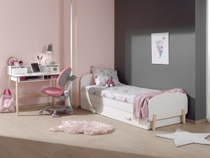 Set Mobilier Kiddy pentru Camera Copii – Pat 90x200 cm, Sertar Pat & Birou – Alb – Vipack - Img 2