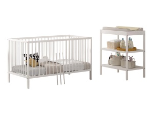 Set Pat bebeluși/copii mici DINO 70x140 cm și Masă de înfășat DINO, alb – Vipack - Img 3