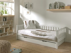 Set Pat Cabină Fritz 90x200 cm cu Sertar Suplimentar, pentru Copii, Alb – Vipack - Img 2
