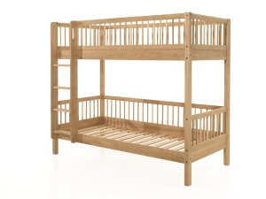 Set Pat Supraetajat Forrest Oak pentru Camera Copii, 90x200 cm, cu Barieră de Siguranță, din Lemn Masiv de Stejar, Natur – Vipack - Img 6