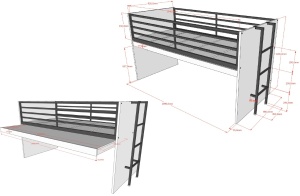 Set SAM în finisaj de stejar este format dintr-un Pat copii (90 x 200 cm) și 2 cufere cu uși. - Img 3