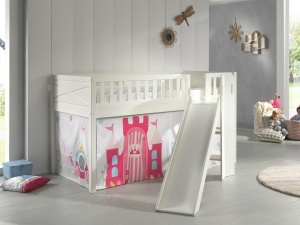 Set SCOTT este format din Pat copiiul de dormit înalt cu tobogan și perdeaua de joacă PRINCESS inclusă. - Img 2
