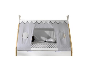 Set TIPI este format din Pat copiiul înălțat fără gard (90 x 200 cm), un sertar alb și un set textil asortat.