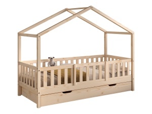 This DALLAS combination in natural consists of a house bed (90 x 200 cm) with bed drawer and safety rail.