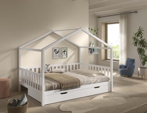 This DALLAS combination in white consists of a house bed (140 x 200 cm) and bed drawer. - Img 2