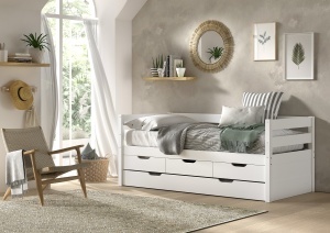 This MARGRIT combination in white consists of a cabin bed (90 x 200 cm) with three storage drawers and a matching pull-out bed. - Img 2