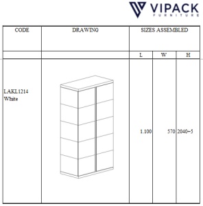 Dulap Lara cu 2 Uși, pentru Camera Copii, Alb – Vipack - Img 4