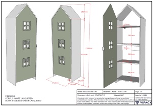Dulap pentru Copii Căsuță, Verde, (MDF) – CASAMI – Vipack - Img 3