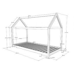 Pat Căsuță , Alb, 90 x 200 cm (Pin Masiv) – CABANE – Vipack - Img 2