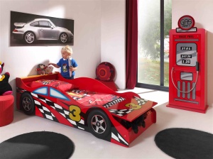 Pat Junior Mașină de Curse Auto, 70x140 cm, Roșu (MDF) – Vipack - Img 1