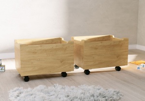 Pat Semi-Înălțat (Mid Sleeper) Forrest Oak 90x200 cm, pentru Camera Copii, din Lemn de Stejar, Natur, cu Scară și 2 Sertare – Vipack - Img 2