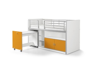 Pat Supraetajat cu Birou Extensibil și Spații de Depozitare, Portocaliu (Metal și PAL) – Bonny – Vipack - Img 2