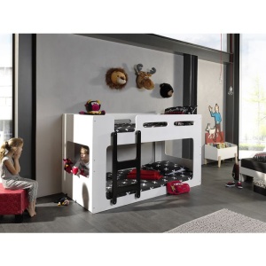 Pat suprapus Luca 90x200 cm alb cu detalii negre – Vipack - Img 1