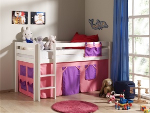 Perdea de joacă cu tema BELLA pentru pat semi-supraetajat pentru copii PINO, roz – Vipack - Img 4