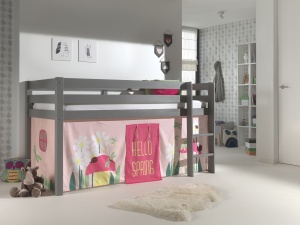 Perdea de joacă cu tema Primăvara pentru pat semi-supraetajat pentru copii PINO, roz – Vipack - Img 1