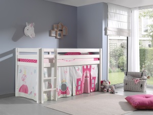 Perdea de joacă cu tema Primăvara pentru pat semi-supraetajat pentru copii PINO, roz – Vipack - Img 4