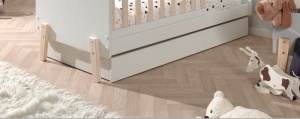 Sertar Pat Kiddy 70x140 cm, pentru Pătuț Copii, Alb lăcuit – Vipack - Img 1