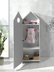 Set 2 Dulapuri pentru Copii Căsuță, Gri și Alb, (MDF) – CASAMI – Vipack - Img 14