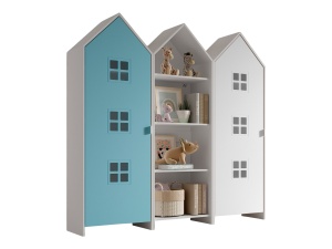 Set 3 Dulapuri pentru Copii Căsuță, Albastru și Alb, (MDF) – CASAMI BRUGES – Vipack - Img 2