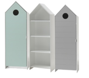 Set 3 Dulapuri pentru Copii Căsuță, Verde Mentă și Gri, (MDF) – CASAMI – Vipack - Img 2