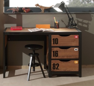 Set Birou și Bibliotecă Copii ALEX, Pin Masiv, Design Industrial – Vipack - Img 6