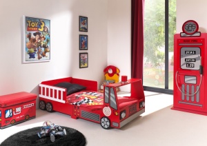 Set Cameră Pompieri Auto pentru Copii, 2 Piese, Roșu (MDF) – Vipack - Img 1