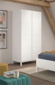 Set Complet Mobilier Cameră Copii EVA: Pat 90x200 cm, Noptieră, Dulap 2 Uși și Birou cu Sertare, Alb – Vipack - Img 4
