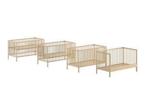Set DINO culoare lemn natural format dintr-un Pat copii pentru copii (70 x 140 cm) și o masă de schimbat. - Img 6