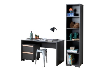 Set LONDON în antracit format dintr-un birou cu cărucior de birou și bibliotecă. - Img 1