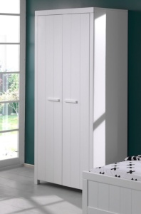 Set Mobilier Cameră Copii ERIK: Pat 90x200 cm, Dulap cu 2 Uși, Birou, Noptieră și Bibliotecă, Alb – Vipack - Img 5