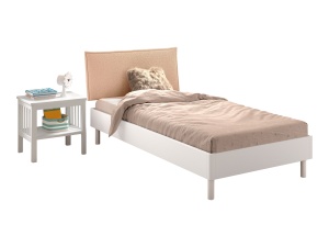 Set Mobilier Camera Copii Forrest Beech, Pat 90x200 cm și Noptieră, din Lemn Masiv de Fag, Alb – Vipack - Img 4