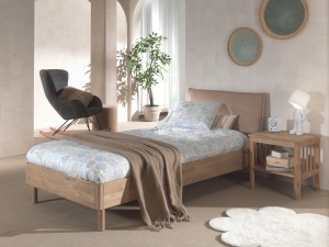 Set Mobilier Camera Copii Forrest Oak, Pat 90x200 cm și Noptieră, din Lemn Masiv de Stejar, Natur – Vipack - Img 2