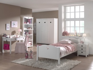 Set Mobilier Copii AMORI, 5 Piese, Alb, Design Romantic – Vipack - Img 1
