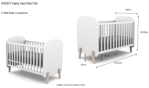 Set Mobilier Kiddy pentru Camera Bebelusului – Pătuț 60x120 cm, Comodă și Masă de Înfășat – Alb și Pin Natural – Vipack - Img 5