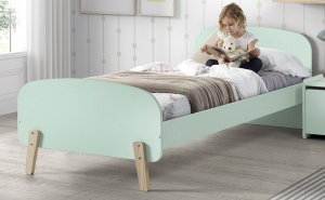 Set Mobilier Kiddy pentru Camera Copii – Pat 90x200 cm, Noptieră, Bară Siguranță & Cutie Jucării – Verde Mentă – Vipack - Img 1