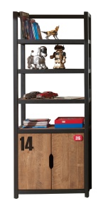 Set Mobilier pentu Copii ALEX, 5 Piese, Pat 90x200 cm, Pin Masiv cu Metal Negru – Vipack - Img 10