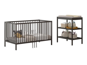 Set Pat bebeluși/copii mici DINO 70x140 cm și Masă de înfășat DINO, antracit – Vipack - Img 3